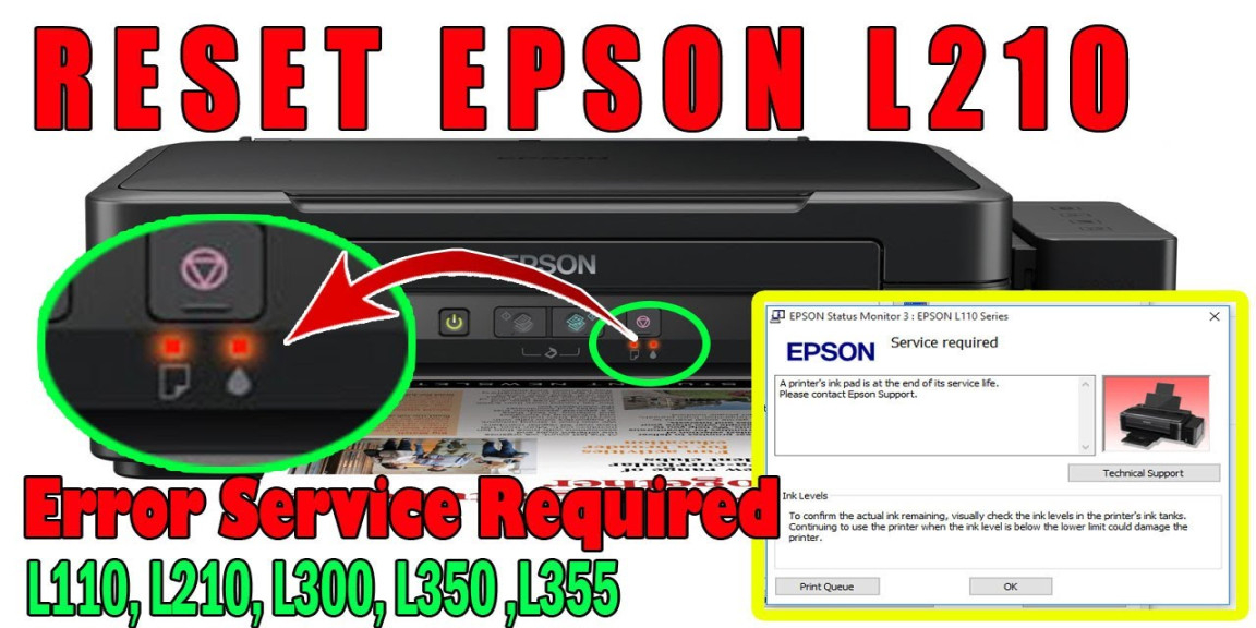 Reset Epson L Service Required  Reset Waste Ink Pad Printer Epson  L, L, L, L
